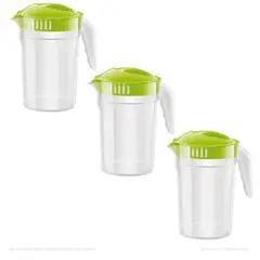 POLINPLAST - Set de 3 Jarras Polin 4L Transparente Con Tapa y Duradero