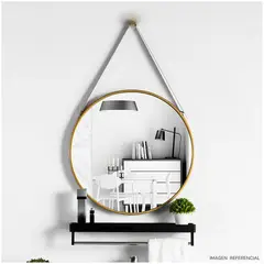 INSPIRA MARKET - Espejo Decorativo Circular de Tocador Colgante Dorado