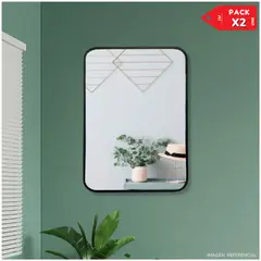 INSPIRA MARKET - Espejo Decorativo Bandeja Multifuncional Rectangular Pack x2 Negro