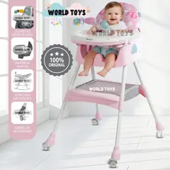 EBABY - Silla de Comer con Mecedora «DALÍ» con juguete Pink