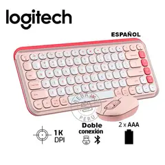 LOGITECH - Teclado y Mouse Pop Icon Rose Estilo y Comodidad