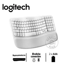 LOGITECH - Wave Keys Teclado Ergonómico Inalámbrico con Bluetooth Blanco