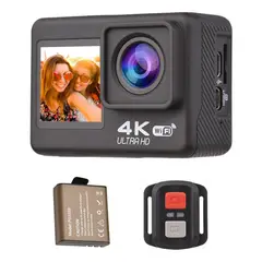 U BUY - Cámara De Acción Uhd De 4k Y 60fps Con Pantalla Dual Y Wifi