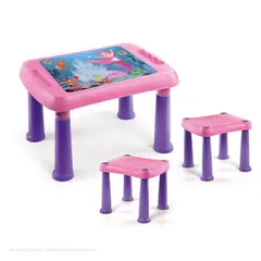 POLINPLAST - Mesa Polin Decorada Niña con 2 Bancos, Colorida y Segura
