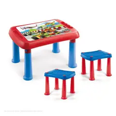 POLINPLAST - Mesa Polin Decorada Niño con 2 Bancos, Colorida y Segura