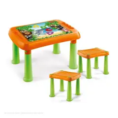 POLINPLAST - Mesa Polin Decorada Unisex con 2 Bancos, Colorida y Segura