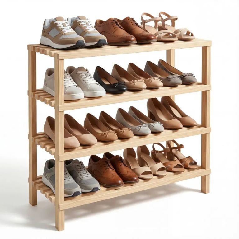 Rack Zapatero De Madera Con 4 Niveles