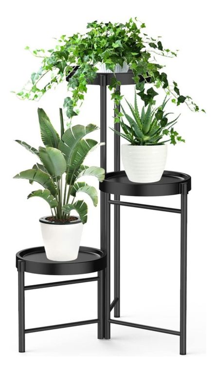 Set Organizador 3 Pedestal Porta Macetero Desmontable Metal