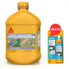 GENERICO - Impermeabilizante para concreto y mortero x 4lt + Silicona para baño