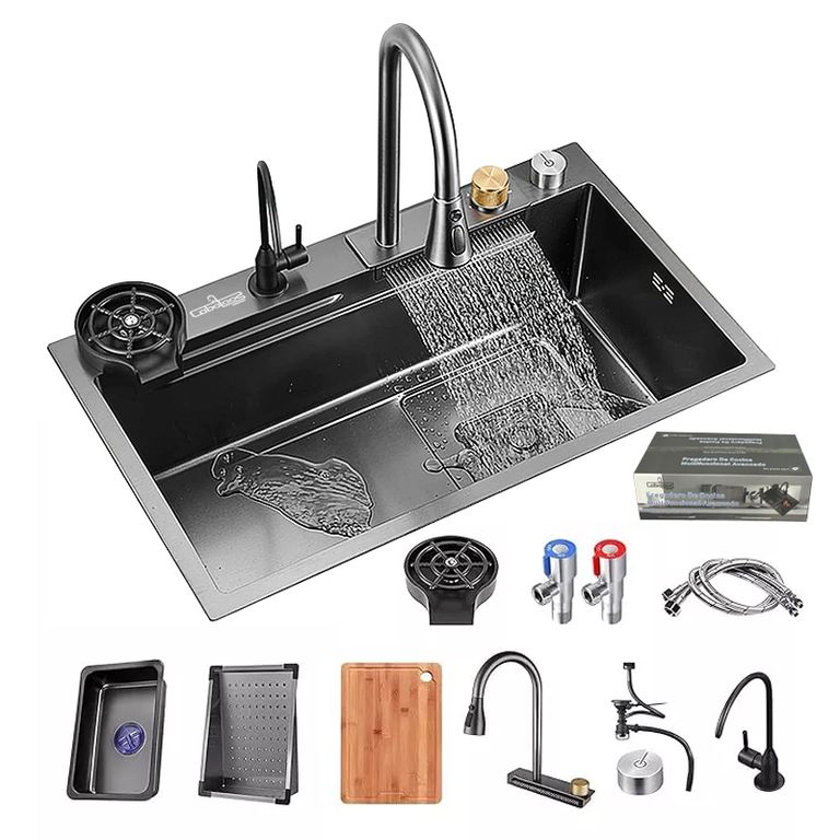 Combo Lavadero Empotrado 80x45cm Acero Inoxidable Lavavaso
