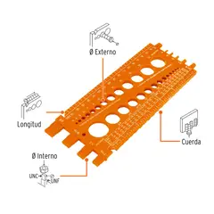 TRUPER - Regleta medidora de tuercas y tornillos, 22 cm,