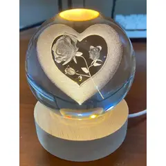 GENERICO - Adorno Lampara de Mesa Esfera 3D Amor Navidad - Luz Cálida