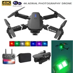 GENERICO - Dron E88 PRO 4K Original + Luz LED RGB Cámara HD Plegable WiFi