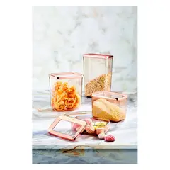 VIP AHMET - Contenedor rectangular, transparente cobre set de 4 piezas