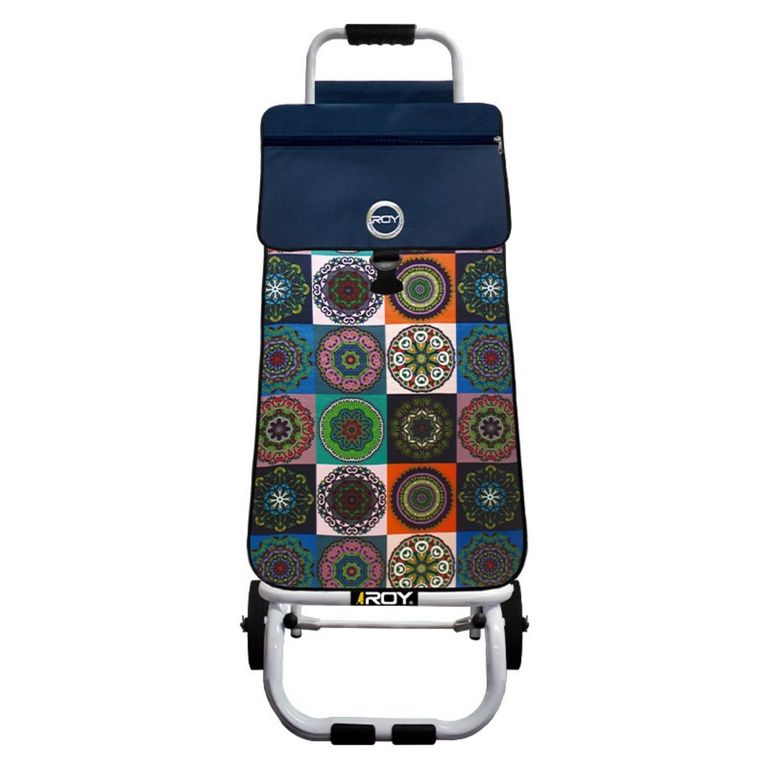 Carrito Jumbo Estructura Plegable Bolso Mándalas Azul Oscuro
