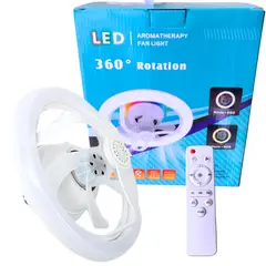 SEISA - Ventilador con Foco de Techo Giratorio 360° Rgb Led Control 50 W