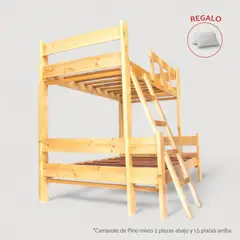 GENERICO - Camarote Mixto de Pino Laqueado 2 Plazas y 1.5 Plazas