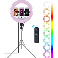 GENERICO - Aro de luz RGB de 45 CM + Trípode 2.10 MT + Control Remoto