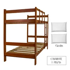 GENERICO - Camarote de Pino Laqueado Color Chocolate 1 Plaza