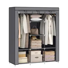 OEM - Ropero Armable de Tela 3 Cuerpos Con 8 Divisiones Gris