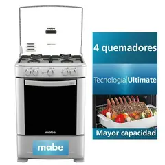 MABE - Cocina a Gas de 4 Hornillas CMP6035FX0 - Croma