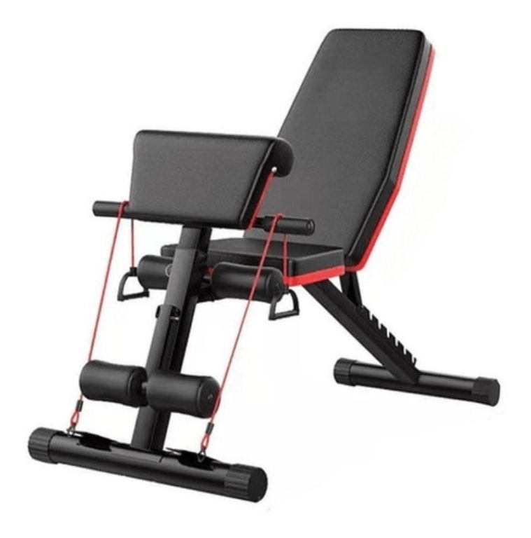 Press Banca Abdominal Reclinable Para Pesas Con Bandas