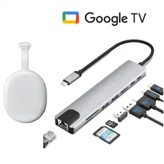 100 PERCENT - ADAPTADOR HUB TIPO C ETHERNET HDMI 4K USB 3.0 micro sd para google tv
