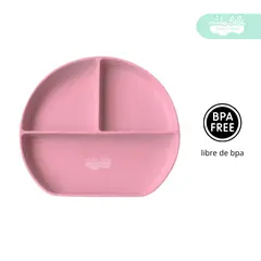 GENERICO - Set de alimentación plato de silicona rosado