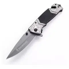 BROWNING - Navaja Acero Táctico de Bolsillo Plegable con Cortador y Rompevidrios