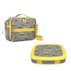 BENTGO - Set Lonchera y Porta Lonchera Kids - Camiones de Construccion