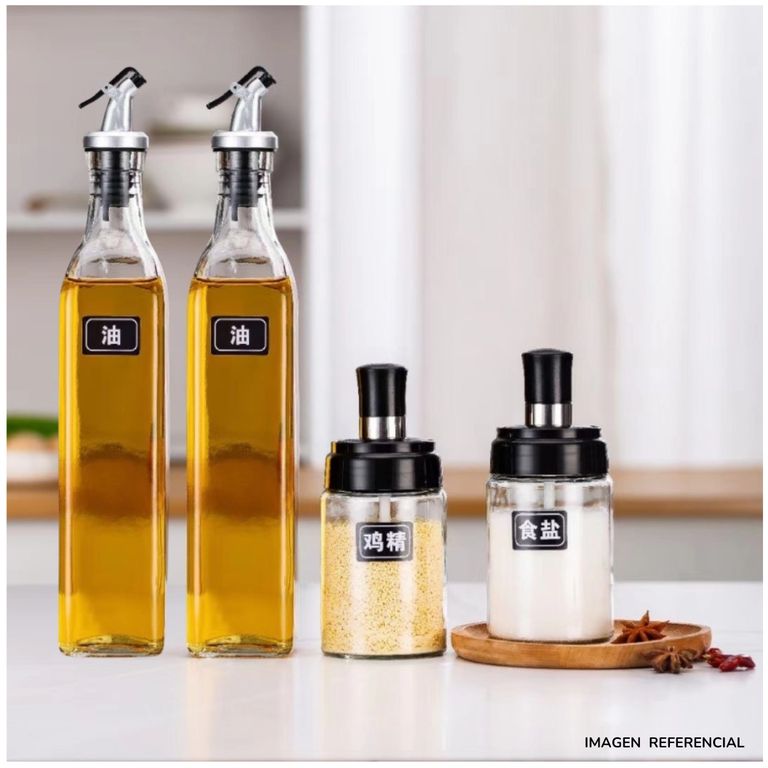 Dispensador de Aceite con Condimenteros Especieros