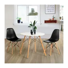 OFIDEAS - Juego De Comedor Eames 80 Cm 2 Personas Mdf Sillas Negro