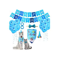 GENERICO - Kit de cotillón fiesta cumpleaños para mascotas celeste