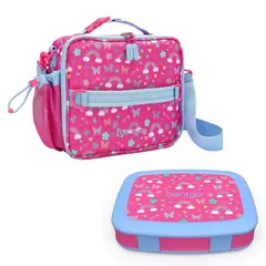 BENTGO - Set Lonchera y Porta Lonchera Kids - Mariposas y Arcoiris