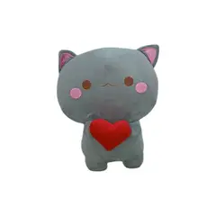 GENERICO - Peluche Gatito Gris con Corazón 30 cm