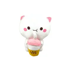 GENERICO - Peluche Gatito Blanco con Vaso de Bubble Tea 30 cm