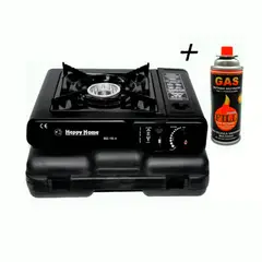 GENERICO - Cocina a Gas Portatil 1 Hornilla 2 en 1 + Gas 410ml Camping