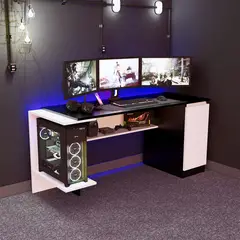 PELIKANO - Escritorio Gamer 140 cm Negro/Blanco Innovaciones Lumik