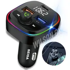 SEISA - Transmisor Cargador Cenicero RGB para Auto 20w 2 USB 1 Tipo C