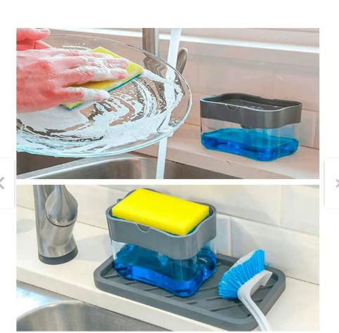 Dispensador de ayudin 2en1 -jabón liquido porta esponja
