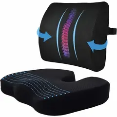 GENERICO - COJIN LUMBAR VISCOGEL + COJJIN DE ASIENTO VISCOELASTICO