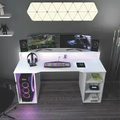 PELIKANO - Escritorio Gamer 150 cm Blanco Innovaciones Lumik