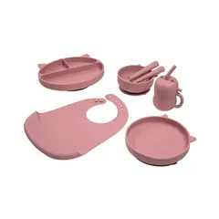 CARESTINO - Set de Alimentación de Silicona Gatito Rosa Malva
