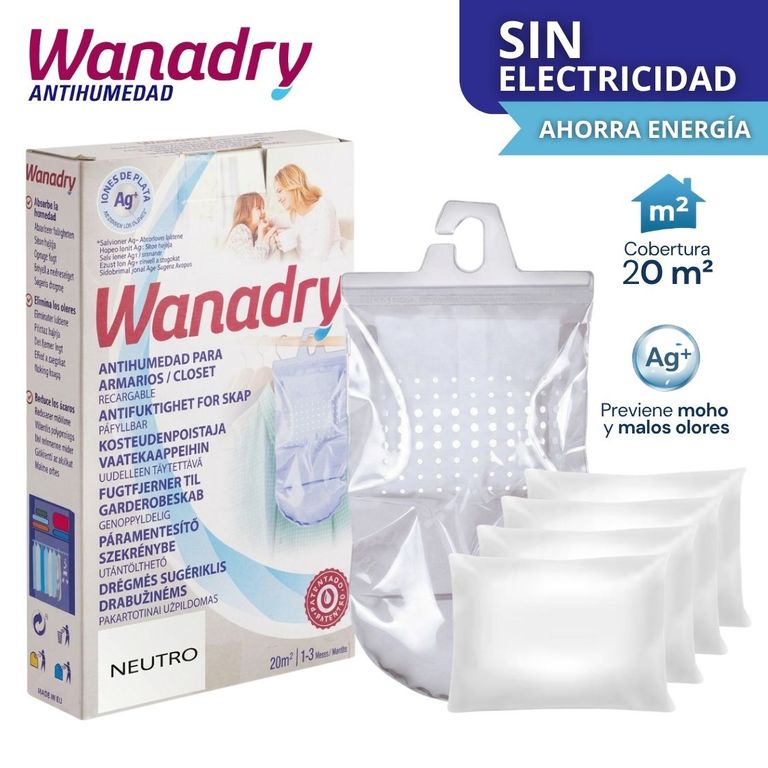 Deshumedecedor para armario pack + 4 saquitos WANADRY