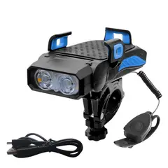 GENERICO - Linterna luz led / bocina / power para bicicleta 4 en 1-azul