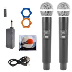 SEISA - Micrófono Inalámbricos Recargables Dobles Karaoke Wireless UHF GE5-2
