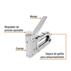 Truper - Engrapadora tipo pistola para ¼",5/16", 3/8", con 200 grapas, 17963 Truper