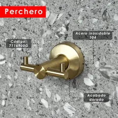 XM - PERCHERO DOBLE SUJETADOR DORADO 7116900G