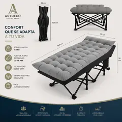 GENERICO - Cama Plegable Portátil Gris con Colchón bolsa Interior y Exterior