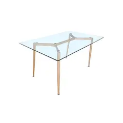 OFIDEAS - Mesa de Comedor Rectangular 4 Personas Vidrio Pata Metálica